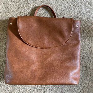 Brown adjustable "leather" backpack